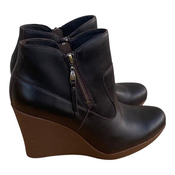 NWOT UGG Meredith Ankle Wedge Boots Brown Leather Womens US 9.5 SN 1009948 - Picture 6 of 16